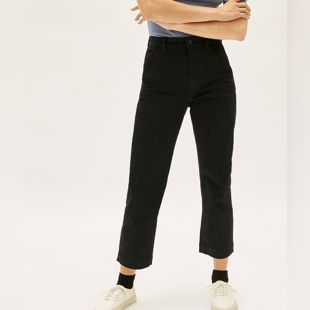 Everlane The Straight Leg Crop Short Pant Black NWT